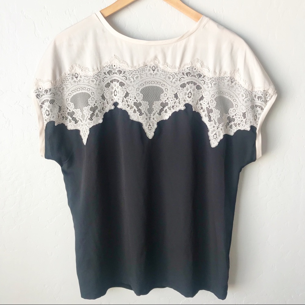 🎉HP🎉 Lauren Conrad Black Blouse with Lace Detail